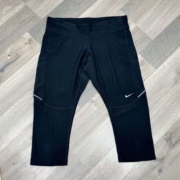 Nike Dri Fit Filament Running Capri Crop Leggings Black Small 519841-010 - Picture 3 of 11